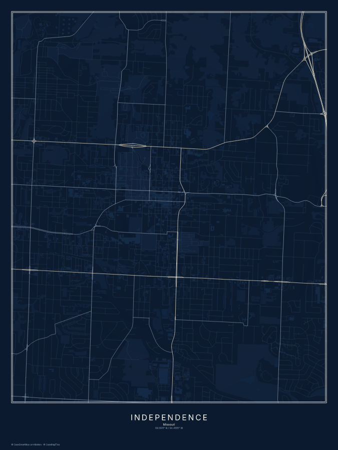 Independence map poster, midnight style