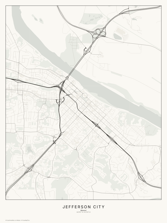 Jefferson City map poster, classic style