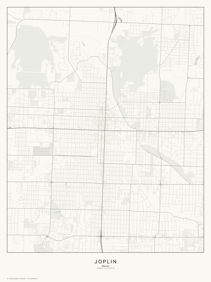 Joplin map poster, classic style