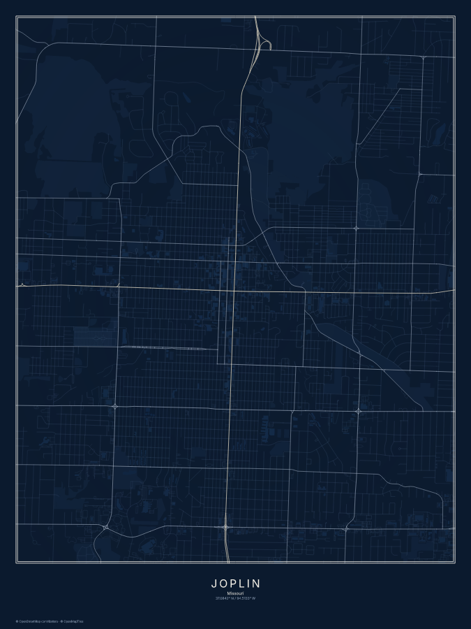 Joplin map poster, midnight style