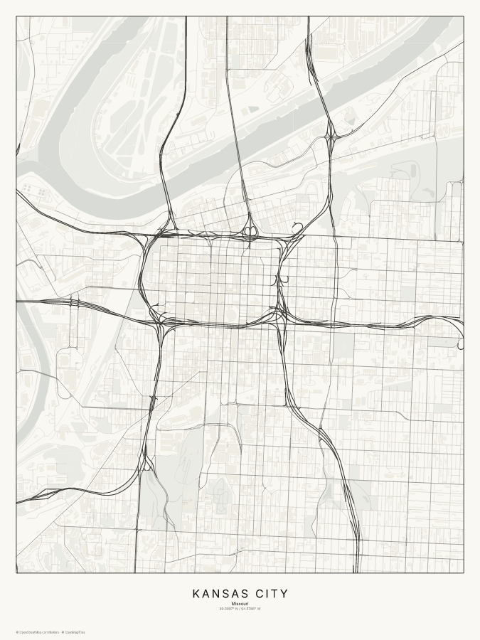 Kansas City map poster, classic style