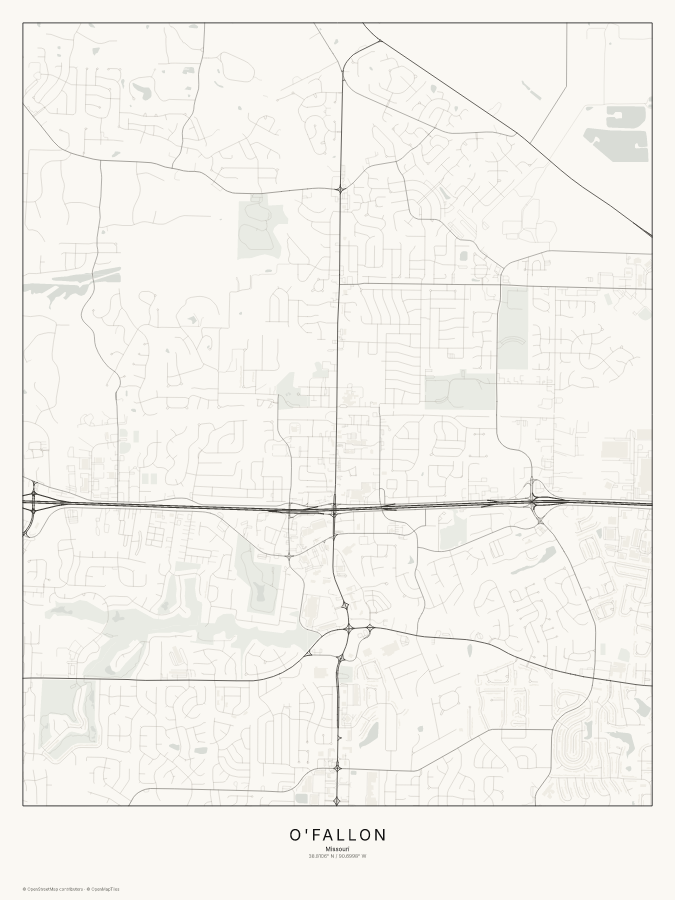 O'Fallon map poster, classic style