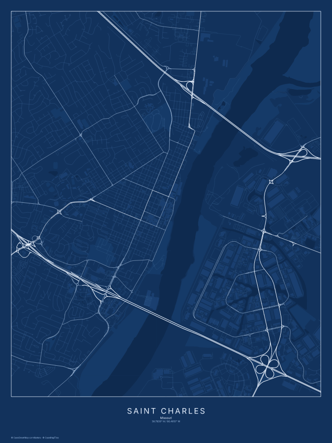 Saint Charles map poster, blueprint style