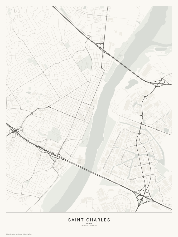 Saint Charles map poster, classic style