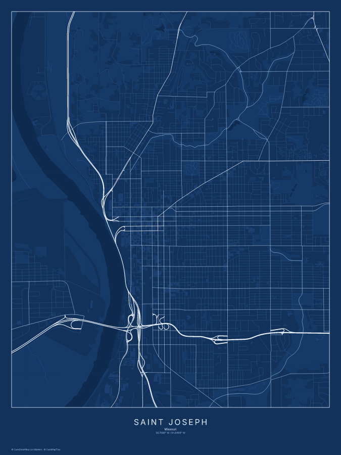Saint Joseph map poster, blueprint style