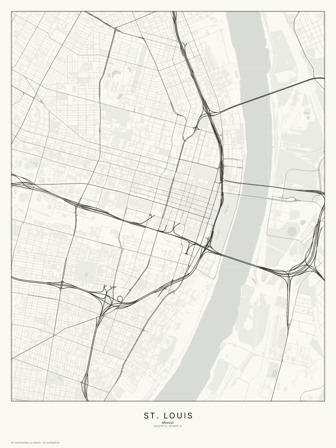 St. Louis map poster, classic style