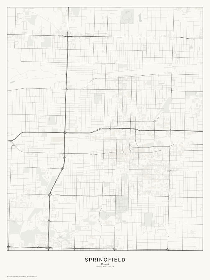 Springfield map poster, classic style