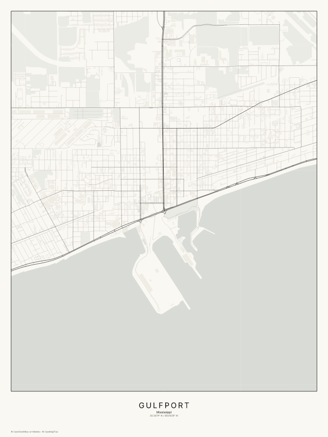Gulfport map poster, classic style