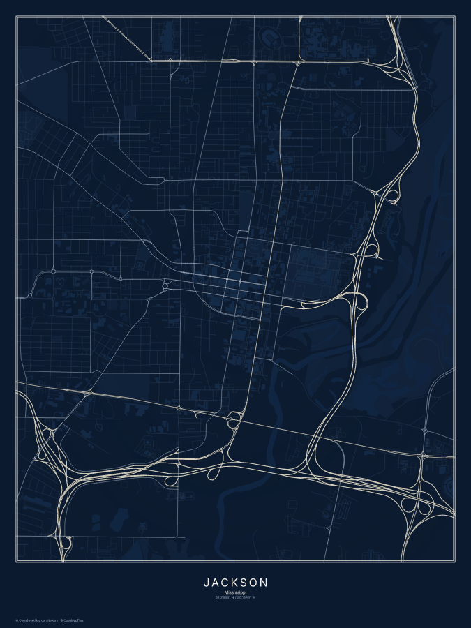 Jackson map poster, midnight style