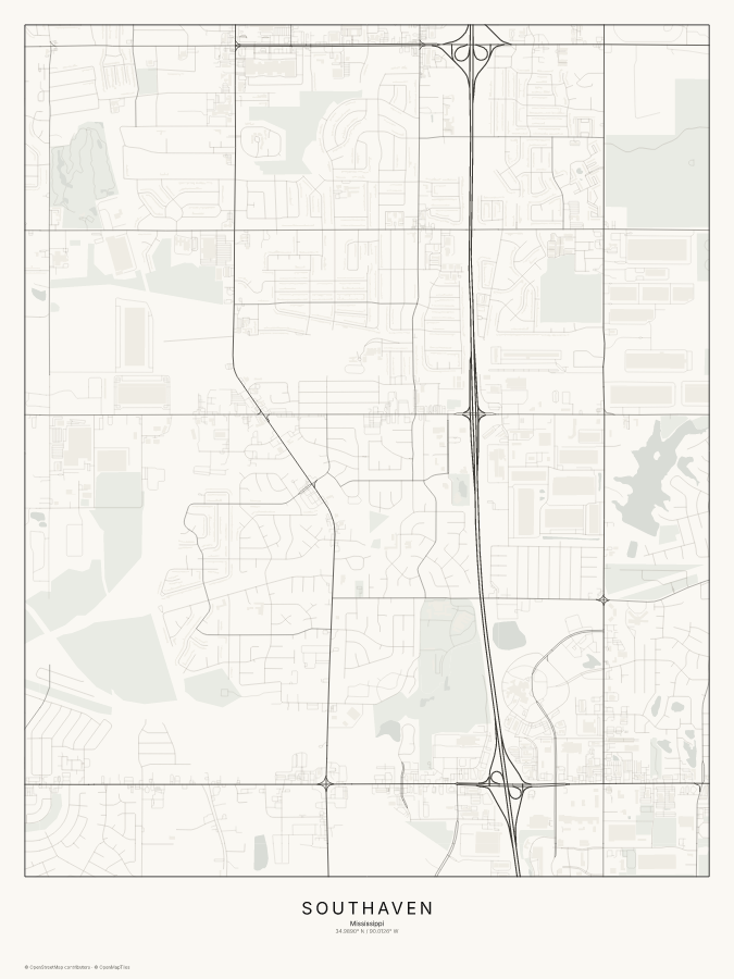 Southaven map poster, classic style