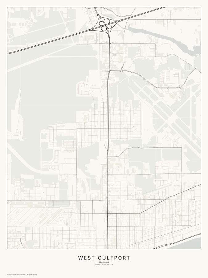 West Gulfport map poster, classic style