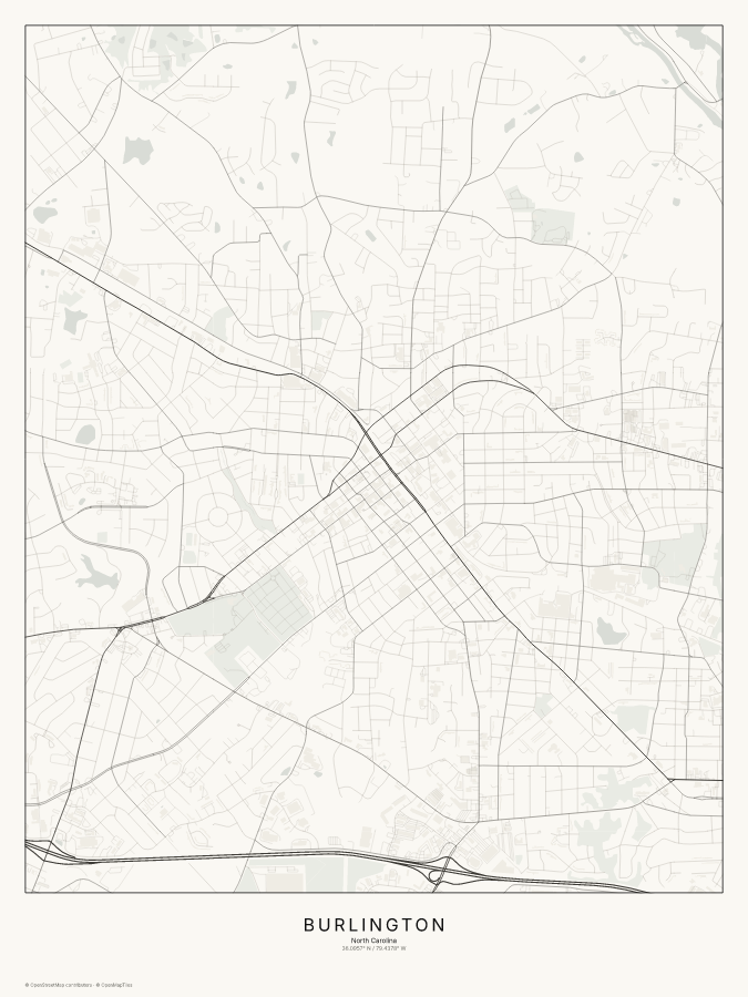 Burlington map poster, classic style