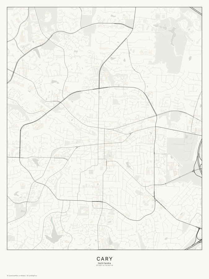 Cary map poster, classic style