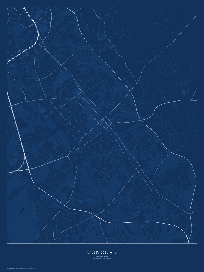 Concord map poster, blueprint style