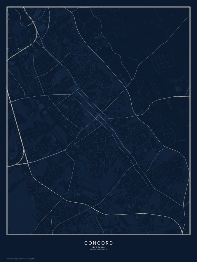 Concord map poster, midnight style