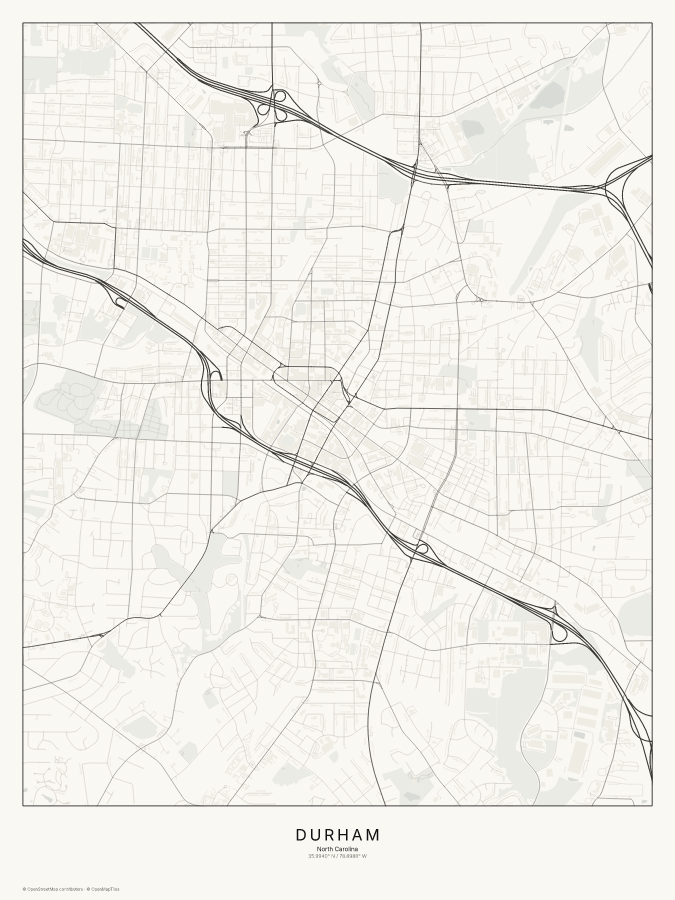 Durham map poster, classic style