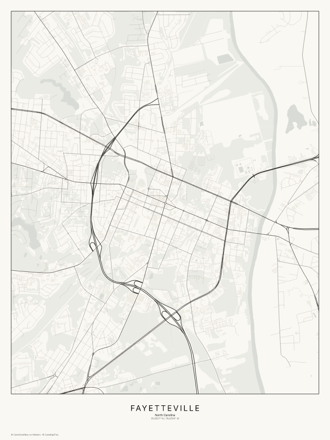 Fayetteville map poster, classic style