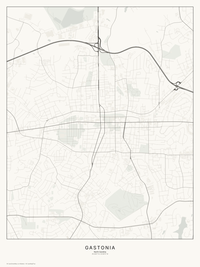 Gastonia map poster, classic style