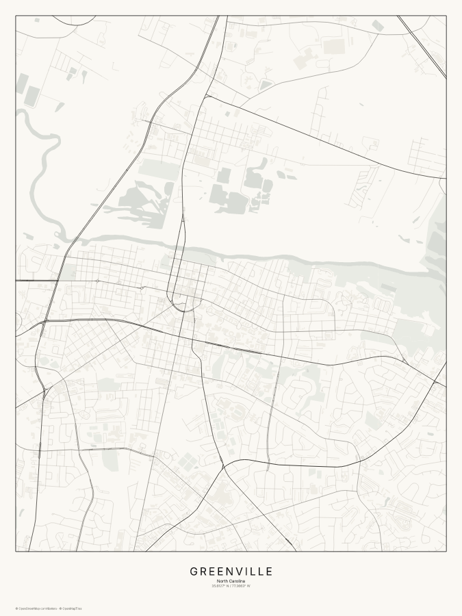 Greenville map poster, classic style