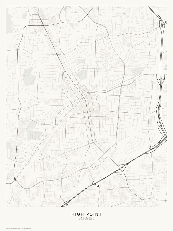 High Point map poster, classic style