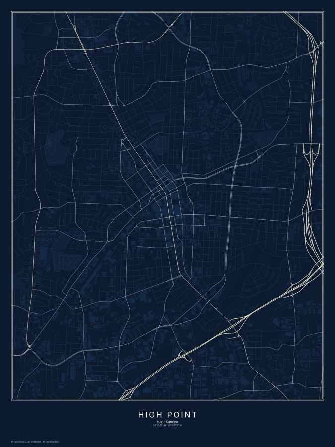 High Point map poster, midnight style