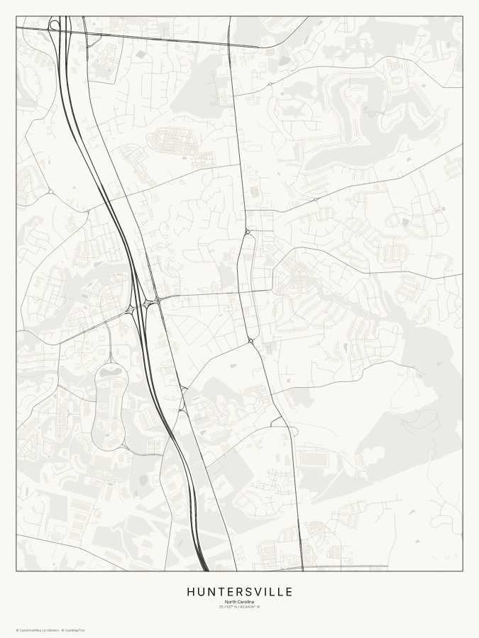 Huntersville map poster, classic style