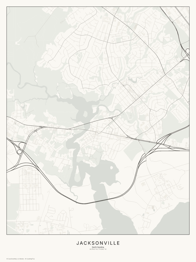 Jacksonville map poster, classic style