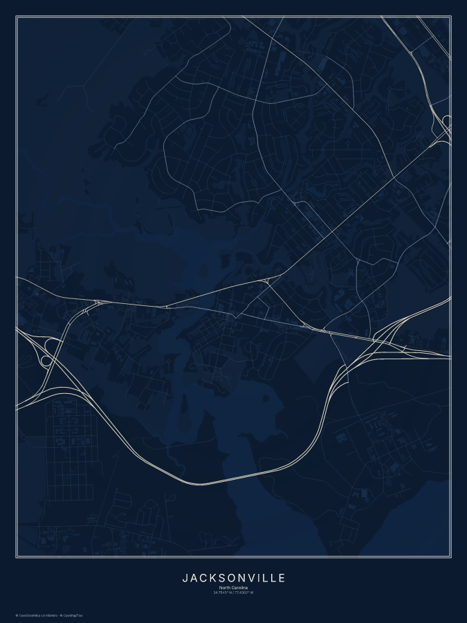 Jacksonville map poster, midnight style