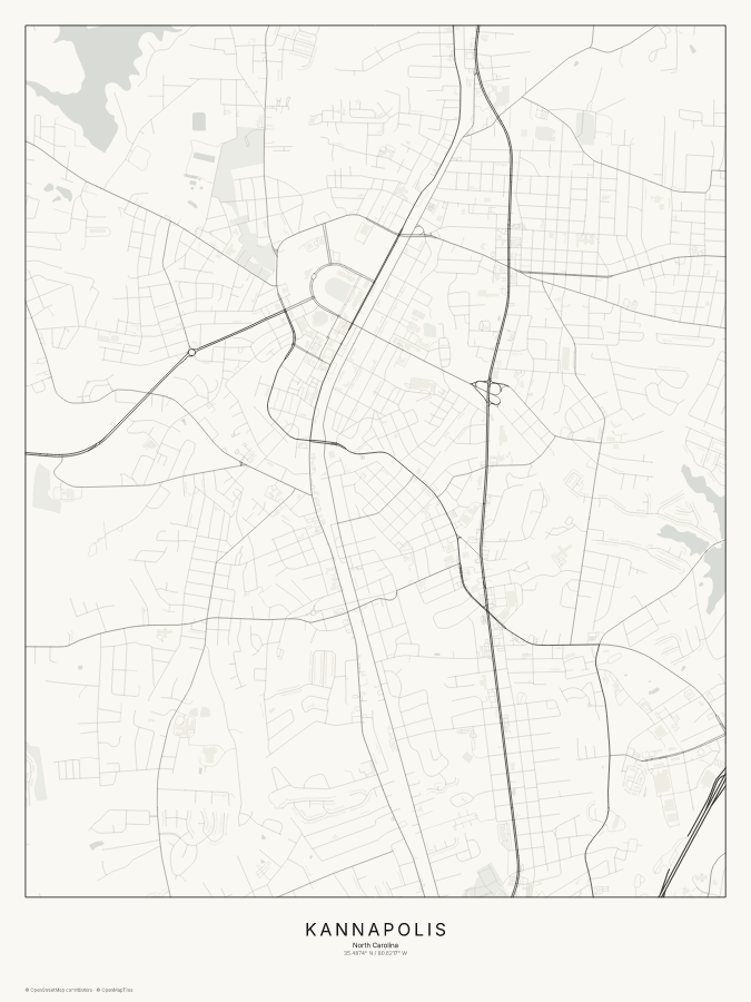 Kannapolis map poster, classic style