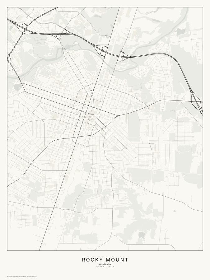 Rocky Mount map poster, classic style