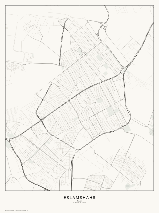 Eslamshahr map poster, classic style
