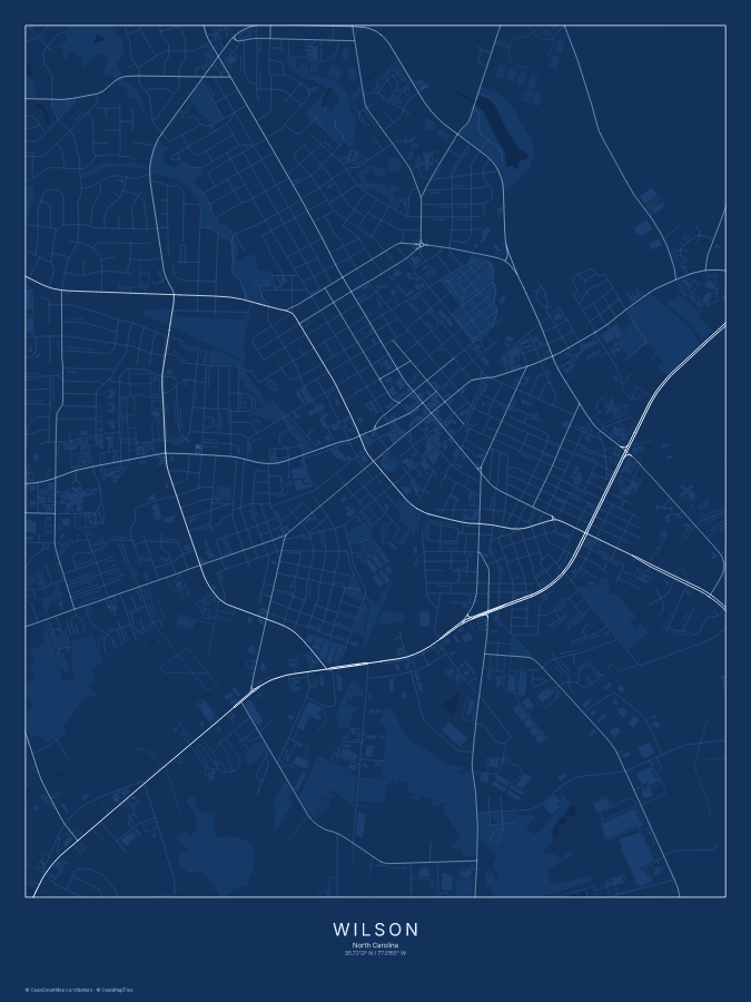 Wilson map poster, blueprint style