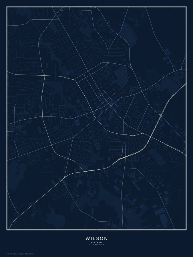 Wilson map poster, midnight style