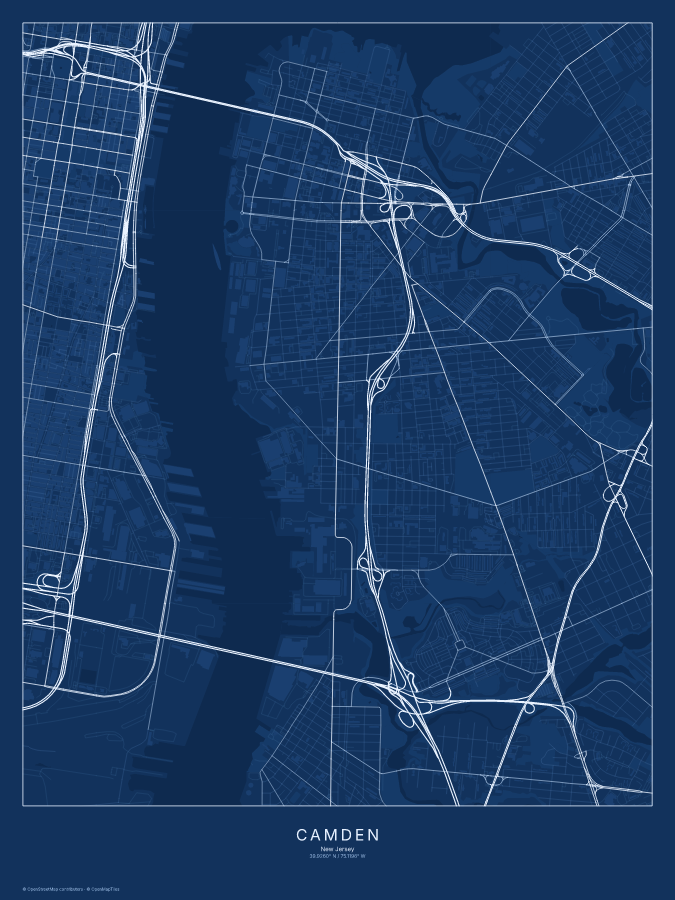 Camden map poster, blueprint style