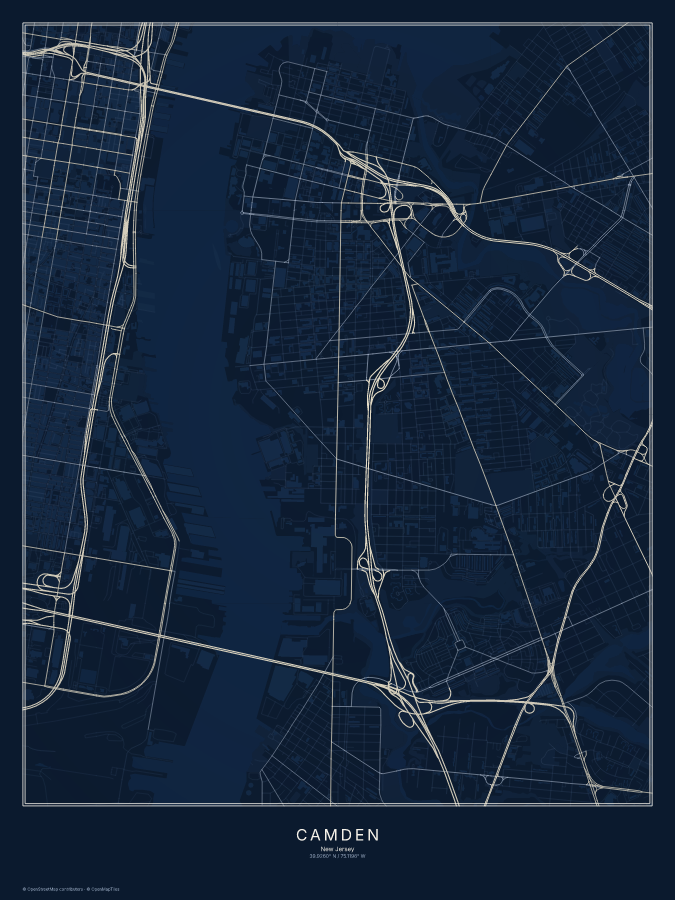 Camden map poster, midnight style