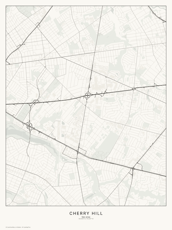 Cherry Hill map poster, classic style