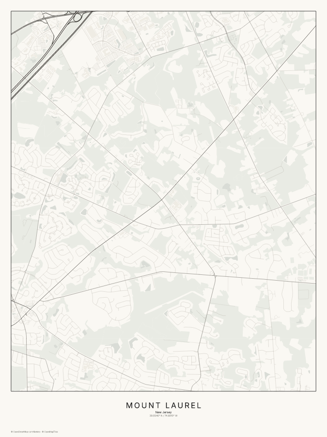 Mount Laurel map poster, classic style