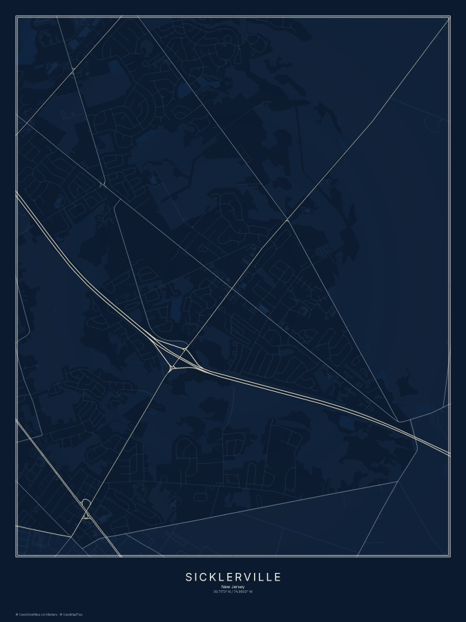 Sicklerville map poster, midnight style