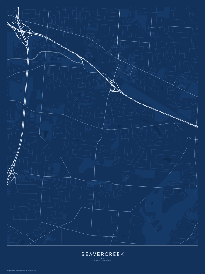Beavercreek map poster, blueprint style