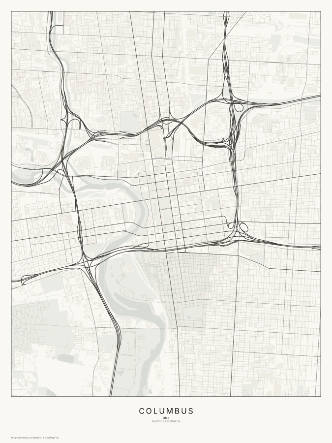 Columbus map poster, classic style