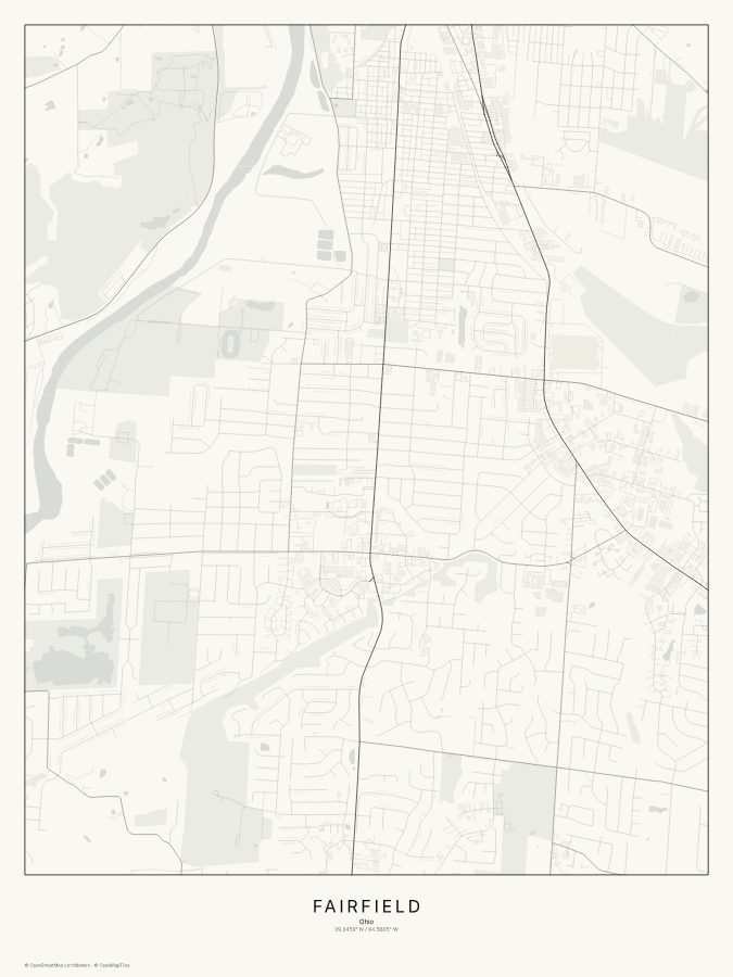 Fairfield map poster, classic style