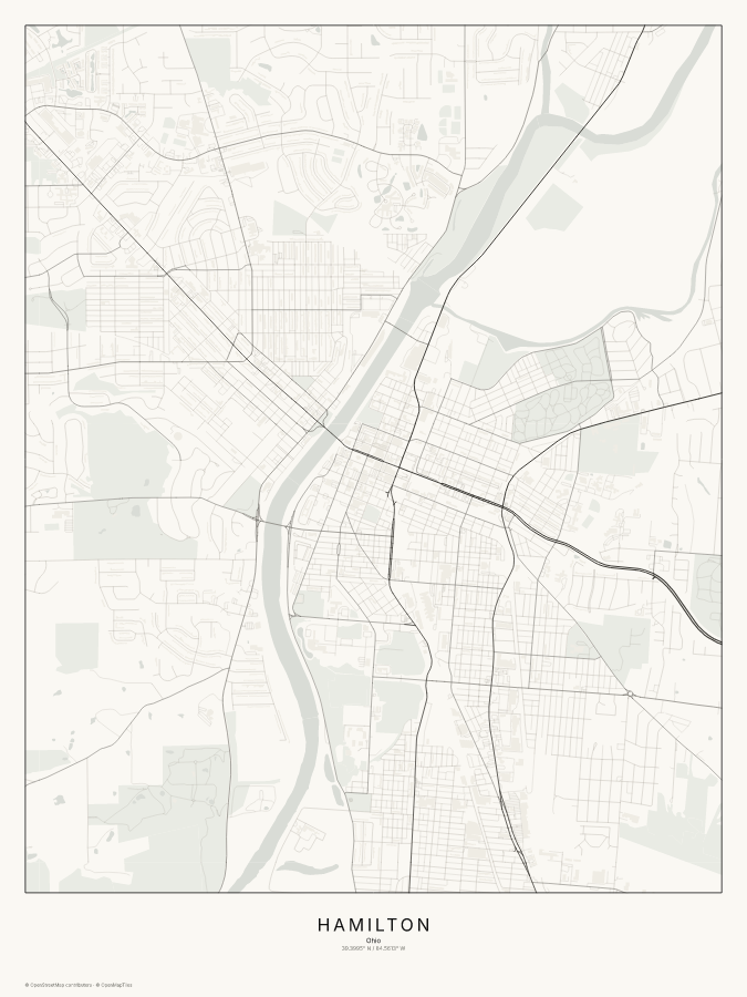Hamilton map poster, classic style