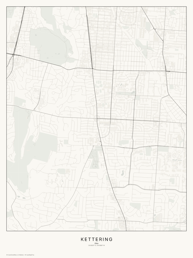 Kettering map poster, classic style
