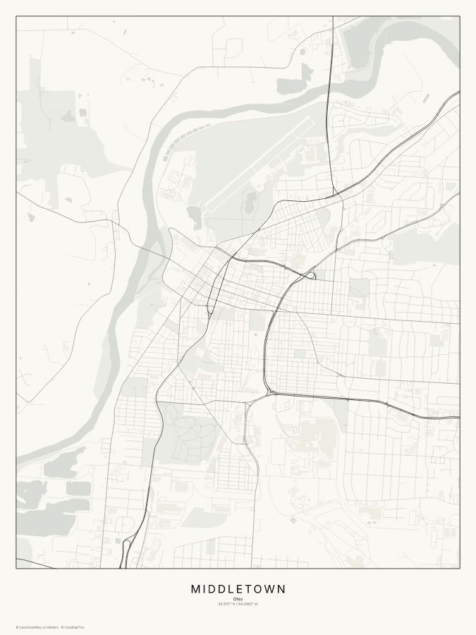 Middletown map poster, classic style