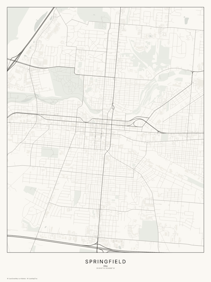 Springfield map poster, classic style