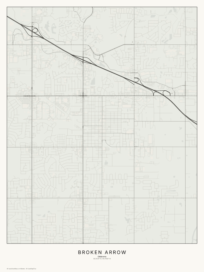 Broken Arrow map poster, classic style