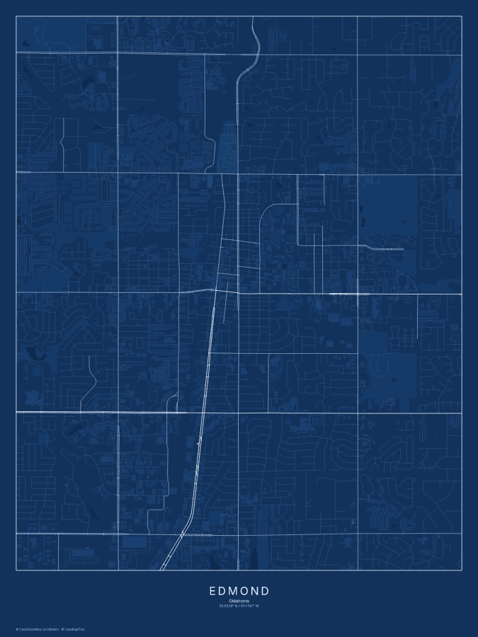 Edmond map poster, blueprint style