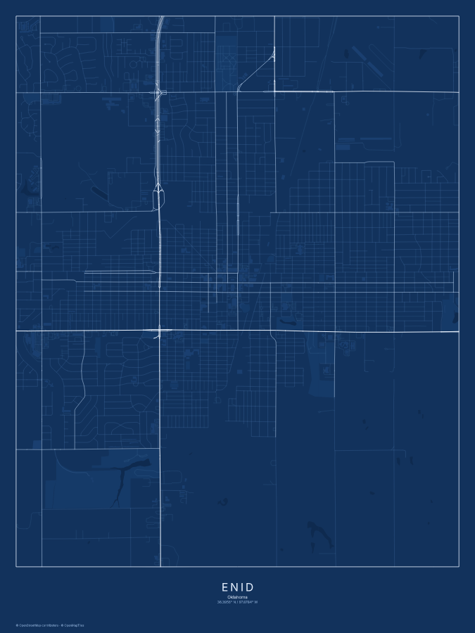 Enid map poster, blueprint style