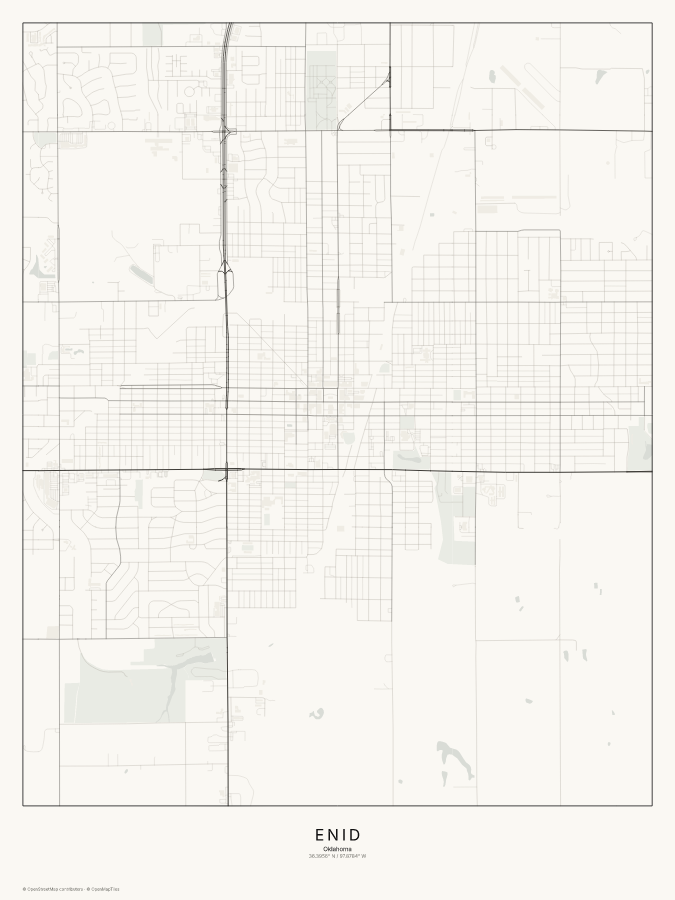 Enid map poster, classic style