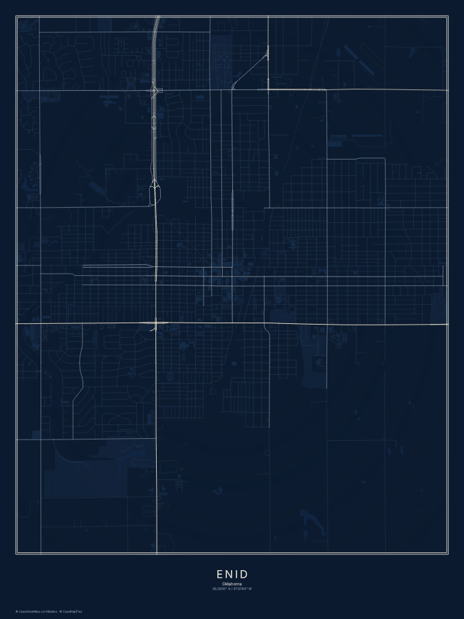 Enid map poster, midnight style